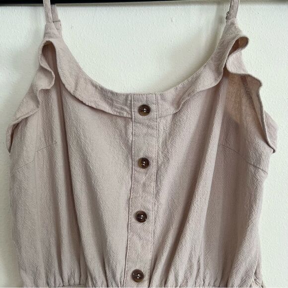 Favlux Tan Cotton Button Down Ruffle Detailed Romper - Picture 4 of 9